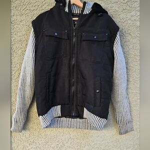 Nick Danger  Hooded Mixed-Material Jacket - Black & Gray